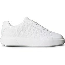 Calvin Klein Erkek Bağcıklı Bağlama Yuvarlak Burun Deri Rahat Taban Beyaz Sneaker YM0YM01383-0K4