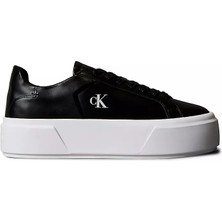 Calvin Klein Kadın Platform Taban Ck Logolu Deri Siyah Sneaker YW0YW01928-BEH