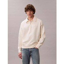 Calvin Klein Erkek Pamuklu Bisiklet Yaka Uzun Kollu Krem Sweatshirt LV14LE202G-YAC