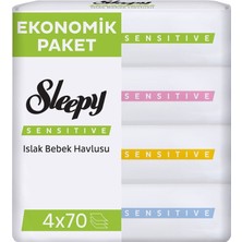 Sleepy Islak Havlu Doğal 4 x 70'li (7'li Paket)