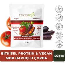 RENOVAFOOD Proteinli Mor Havuç Sebze Çorbası Glutensiz Vegan Organik Buğday Çimi 40g x 8