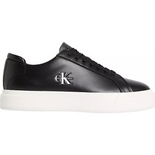 Calvin Klein Erkek Deri Bağlamalı Rahat Taban Ck Yazı Detay Siyah Sneaker YM0YM01460-BEH