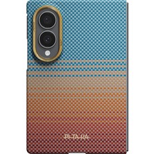 Galaxy Z Fold 8 Kılıf M-Safe Aramid Karbon Fiber Pitaka Sunset 2.0 California Dream Seri Mavi Kahve