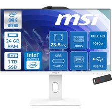 MSI Msı Pro AP242P 14M-1201EU Intel Core I5-14400 Upto 4,7 Ghz 24GB Ddr5 1tb SSD 1920×1080 (Fhd 23.8″ıps Beyaz Freedos Allınone Bilgisayar 1201EUF08+ZETTAUSBBELLEK