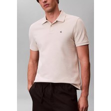 Calvin Klein Erkek Regular Fit %100 Pamuklu Ck Logolu Kısa Kollu Krem T-Shirt LV040EM269-2JX