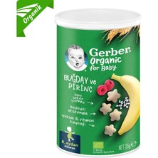 Gerber Organik Pirinçli, Buğdaylı, Muzlu ve Ahududulu Bebek Atıştırmalığı 35 G (8'li Paket)