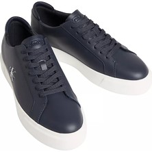 Calvin Klein Erkek Deri Bağlamalı Rahat Taban Ck Yazı Detay Lacivert Sneaker YM0YM01460-BAI