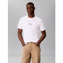 Calvin Klein Erkek Ck Yazı Detay Kısa Kol Bisiklet Yaka Beyaz T-Shirt LV04RB866G-YAF