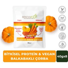 RENOVAFOOD Proteinli Balkabağı Sebze Çorbası Glutensiz Vegan Organik Buğday Çimi 40g x 8