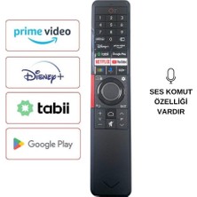 Electroon Vestel Uyumlu Tabii - Google Play Tuşlu LED Tv Kumandası - Ses Komutlu