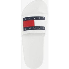 Tommy Hilfiger Erkek Logolu Suni Deri Günlük Kullanım Pembe Terlik EM0EM01191-TCR