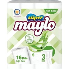 Maylo Süper Organik Aloe Vera Kağıt Havlu 3 Katlı 16'lı (8'li Paket)