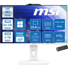 MSI Msı Pro AP242P 14M-1201EU Intel Core I5-14400 Upto 4,7 Ghz 64GB Ddr5 4tb SSD 1920×1080 (Fhd 23.8″ıps Beyaz WIN11PRO Allınone Bilgisayar 1201EUP25+ZETTAUSBBELLEK
