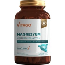 Vitago Magnezyum Üçlü Kombinasyon Takviye Edici Gıda 30 Tablet (4'li Paket)