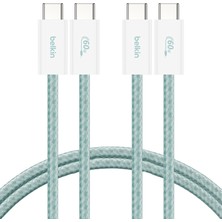 Belkin 2'li Örgülü Usb-C - Usb-C Kablo, 1,5 M, 60 W – Yumuşak, Esnek ve Hızlı Şarj Kablosu, Iphone 1