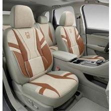 Minderland Rota Serisi Peugeot 607 2000-2010 ile Uyumlu Koltuk Kılıfı, Bej-Taba