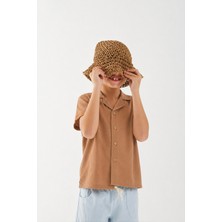Hawai Çizgili Modal Gömlek 1-8 Yaş Camel
