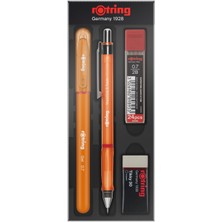 Rotring Mekanik Kurşun Kalem Seti Visuclick+Jel 0.7 MM Turuncu Renkli Ergonomik Tasarım