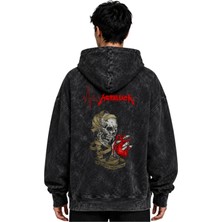 Sevbano Metallica Rock Metal Müzik Grubu Baskılı Unisex Oversize Premium Yıkamalı Hoodie Sweatshirt