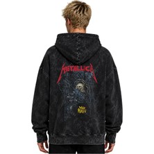 Sevbano Metallica Rock Metal Müzik Grubu Baskılı Unisex Oversize Premium Yıkamalı Hoodie Sweatshirt