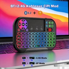 Mucosan Kablosuz Mini Klavye Dokunmatik Yüzeyli Kaydırma Tekerleği 2.4g Bt5.2 Çift Modlu Fare 8 Renk Arkadan Aydınlatmalı