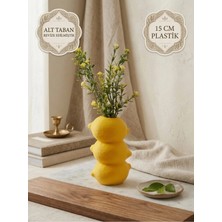 Filkorium3D Minimal Limon Tasarımlı Plastik Vazo - Kuru Çiçek Vazosu 15 cm | 3 Katlı Dekoratif Vazo | Modern Ev Dekoru