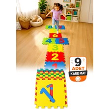 Omilife 9 Parça Büyük Boy Eva Sayılı Puzzle Oyun Matı Rakamlı Çocuk Yer Matı Renkli Zemin Karosu