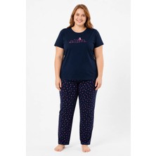 Fames Büyük Beden Yazlık Kısa Kol Awesome Kadın Pijama Takımı