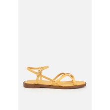 Yaya By Hotiç Kadın Sarı Bilekten Ince Bantlı Düz Sandalet