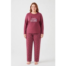Fames Büyük Beden Mevsimlik Uzun Kol Sweet Dreams Kadın Pijama Takımı