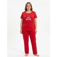Fames Büyük Beden Yazlık Kısa Kol Sweet Dreams Kadın Pijama Takımı