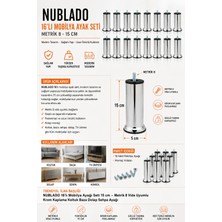 Nublado 16’lı Mobilya Ayağı Seti 15 cm Metrik 8 Krom Kaplama Kaymaz Taban