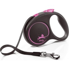 Flexi Black Design Otomatik Şerit Köpek Gezdirme Kayışı 5m [s] (Pembe)