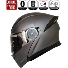 Fazer FR-965 Mat Grey Motosiklet Kaskı Çene Açılır Güneş Vizörlü Motorcu Kask