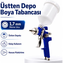Badem10 Üstten Hazneli Boya Tabancası 1,7 mm Hava ve Boya Ayarlı Profesyonel Sprey Uygulama Tabancası