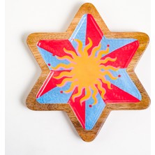 Zsa Zsa Zsu Lakri Mango Ağacı Dekoratif Kase 22x22x1.5 Cm Mavi - Kırmızı