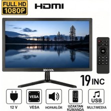 3DCool 3D-19LXAE 19" Full Hd HDMI VGA USB Hoparlörlü Kumandalı 12V LED Monitör
