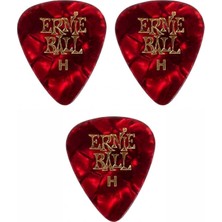 Ernie Ball P09168 Pearloid Heavy Kırmızı Gitar Pena – 3 Adet 0,94MM