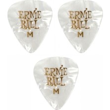 Ernie Ball P09166 Pearloid Medium Beyaz Gitar Pena – 3 Adet 0,72MM