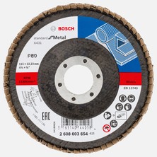 Bosch 115 mm 80 Kum Standard Seri Metal Için X431 Aluminyumoksit Flap Zımpara Diski (6'li Paket)