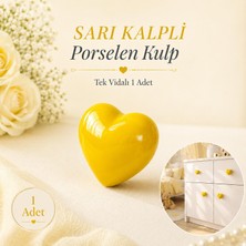 Nzb Sarı Renk Kalpli Porselen Düğme Kulp Mobilya Çoçuk Odası Çekmece Dolap Kulpu Kulbu Kulpları