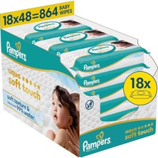 Prima Pampers Aqua Soft Touch %99 Su Içeren Parfümsüz Bebek Islak Mendil-Havlu 18X48, 864 Yaprak