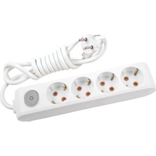 Viko Multi-Let 4'lü Topraklı Kablolu Çocuk Korumalı 5 Metre Anahtarlı Priz Beyaz (3'li Paket)