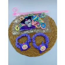 My World Life Kuromi Melodi Kız Çocuk Desenli Lastik Toka Set ve Çantalı Lastik Set Toka