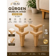 Rene Home 15 cm Ahşap 1.sınıf Gürgen Mobilya Ayağı(4 Adet) -Robot Süpürge Uyumlu Modern Koltuk Kanepe Baza Tv Ünitesi Ayağı