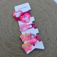My World Life Kelebek Desenli Lastik ,mandal ,klips Toka Set