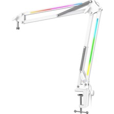 Driton DS-11BEYAZ Rgb Mikrofon Boom Kol Standı – Ayarlanabilir Metal Mikrofon Kolu, Masa Kelepçeli, 3/8" - 5/8" Vidalı Adaptörlü, Gaming, Streaming, Podcast ve Stüdyo Kayıtları Için