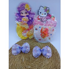 My World Life Taşlı Pullu Kelebek Mdetaylı Klips Toka Set ve Lastik Toka Set