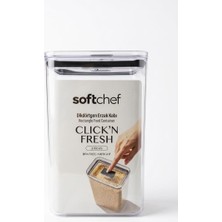 Proalet Softchef Click'n Fresh Hava Geçirmez Dikdörtgen Plastik Erzak Kabı 3100 ml - Vakumlu Tek Tuş Kapaklı Şeffaf Plastik Bakliyat, Un ve Şeker Saklama Kabı, Bpa Içermez (10,5X16X24,5CM)