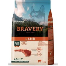 Bravery Tahılsız Kuzulu Yetişkin Büyük/orta Irk Köpek Maması 4 kg
